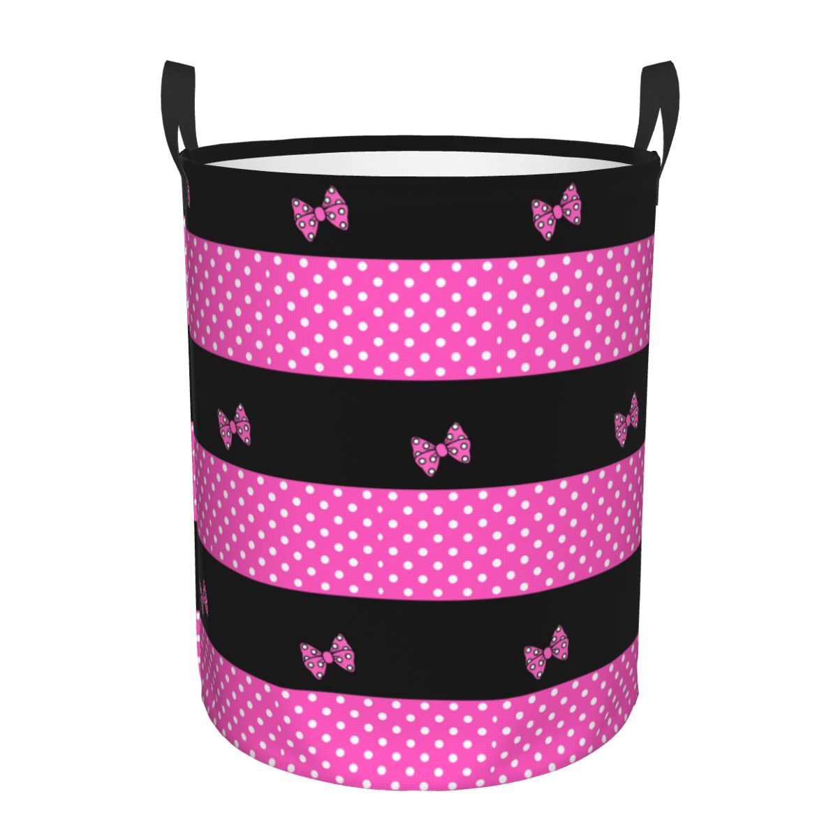 Kids Toys Basket - Custom Pink Minnie Polkadots Laundry Basket